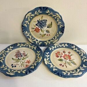 Vintage salad, bread, or dessert, plate,  Flora Pamela gladding  Set of 3